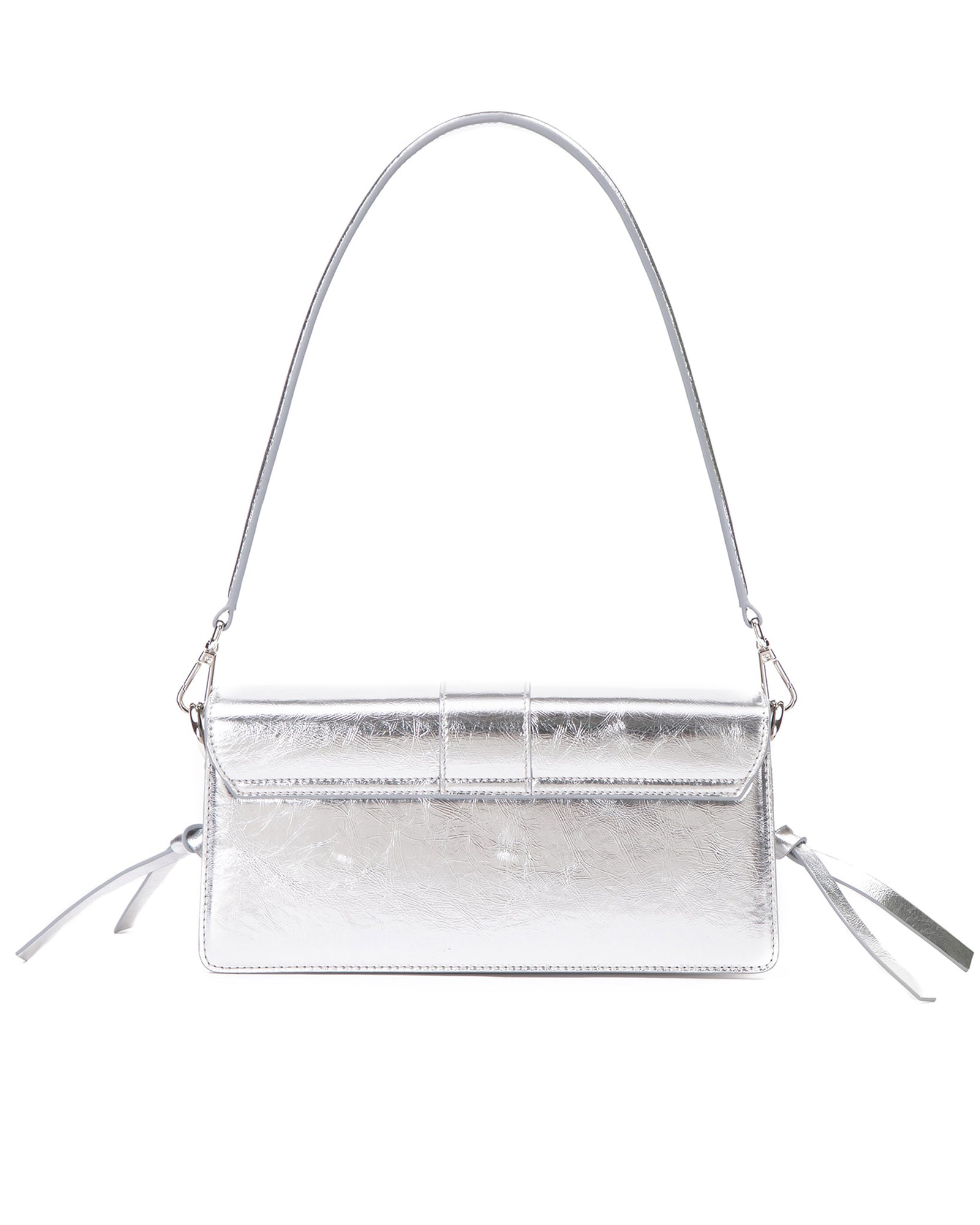 Back of Nia Bag with silver cracked leather