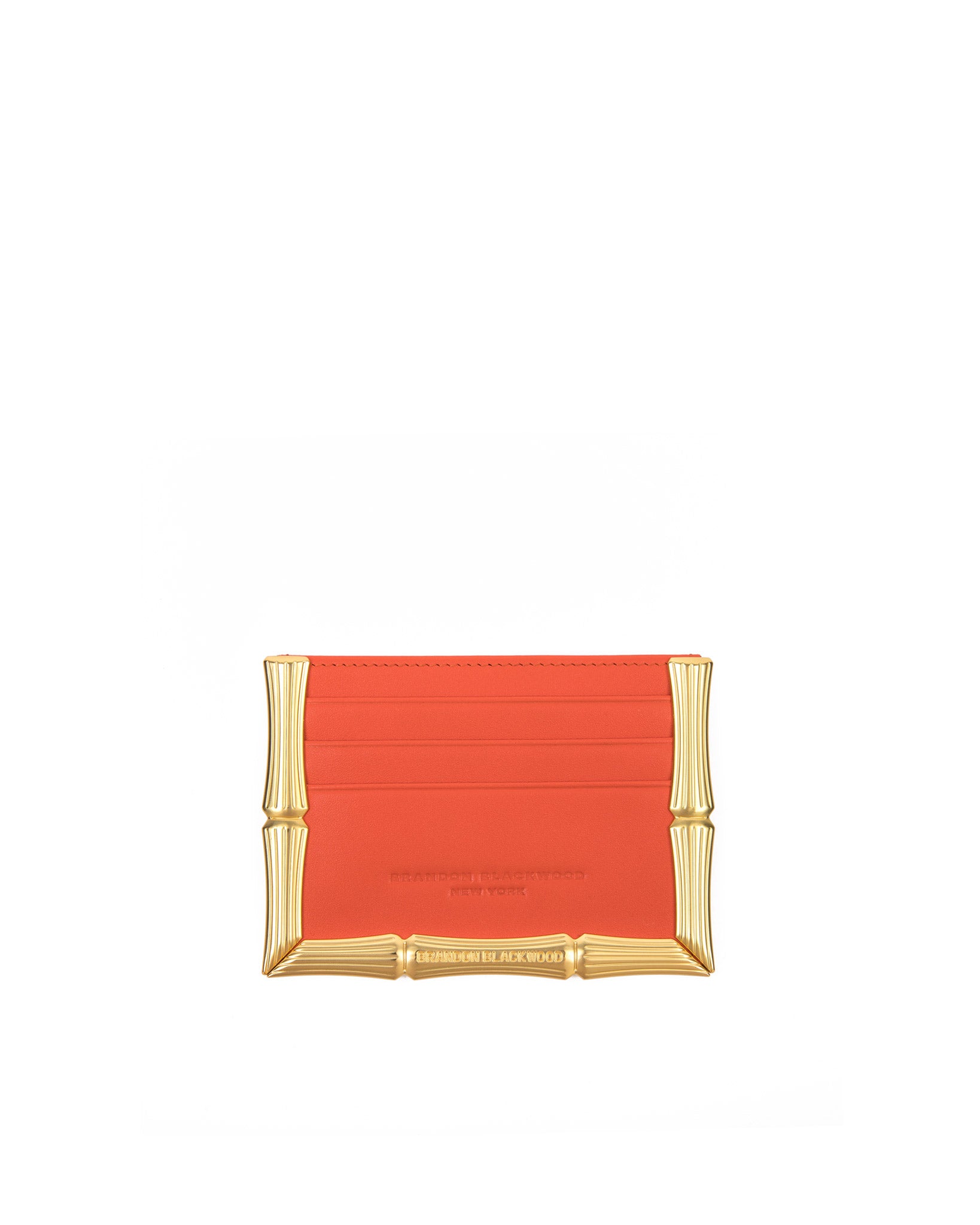 Brandon Blackwood New York - Bamboo B Card Holder - Burnt Orange Leather