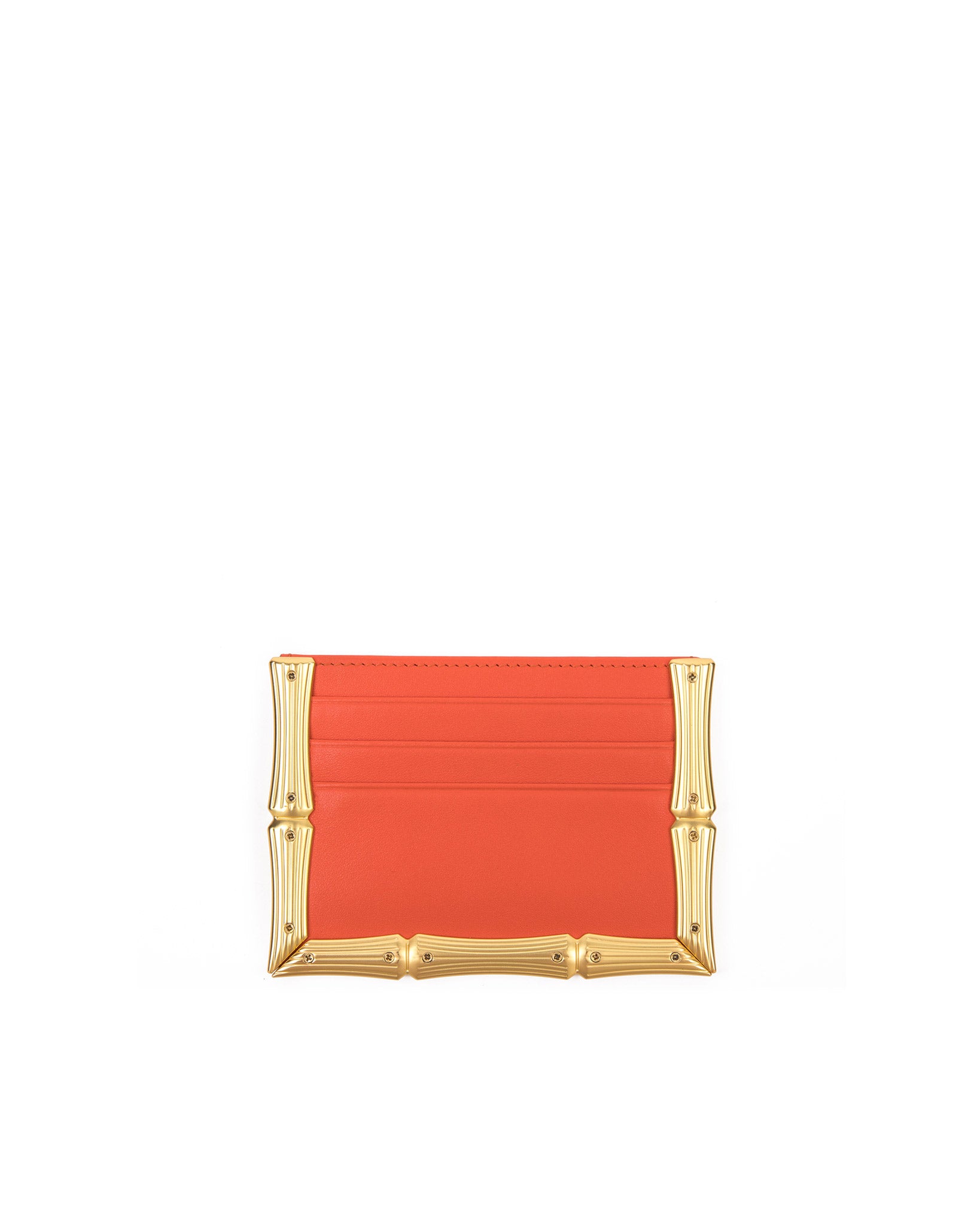 Brandon Blackwood New York - Bamboo B Card Holder - Burnt Orange Leather