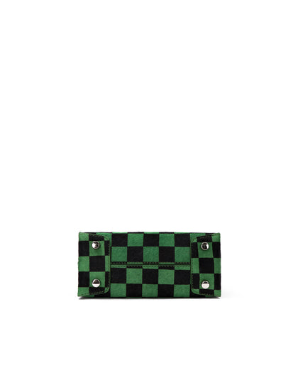 Bottom of Kuei Bag in black and green checkered ponyhair four metal feet thumbnail 7