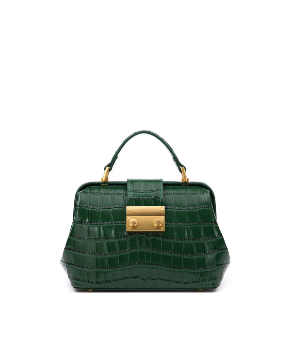 Hunter Green Croc Embossed Leather