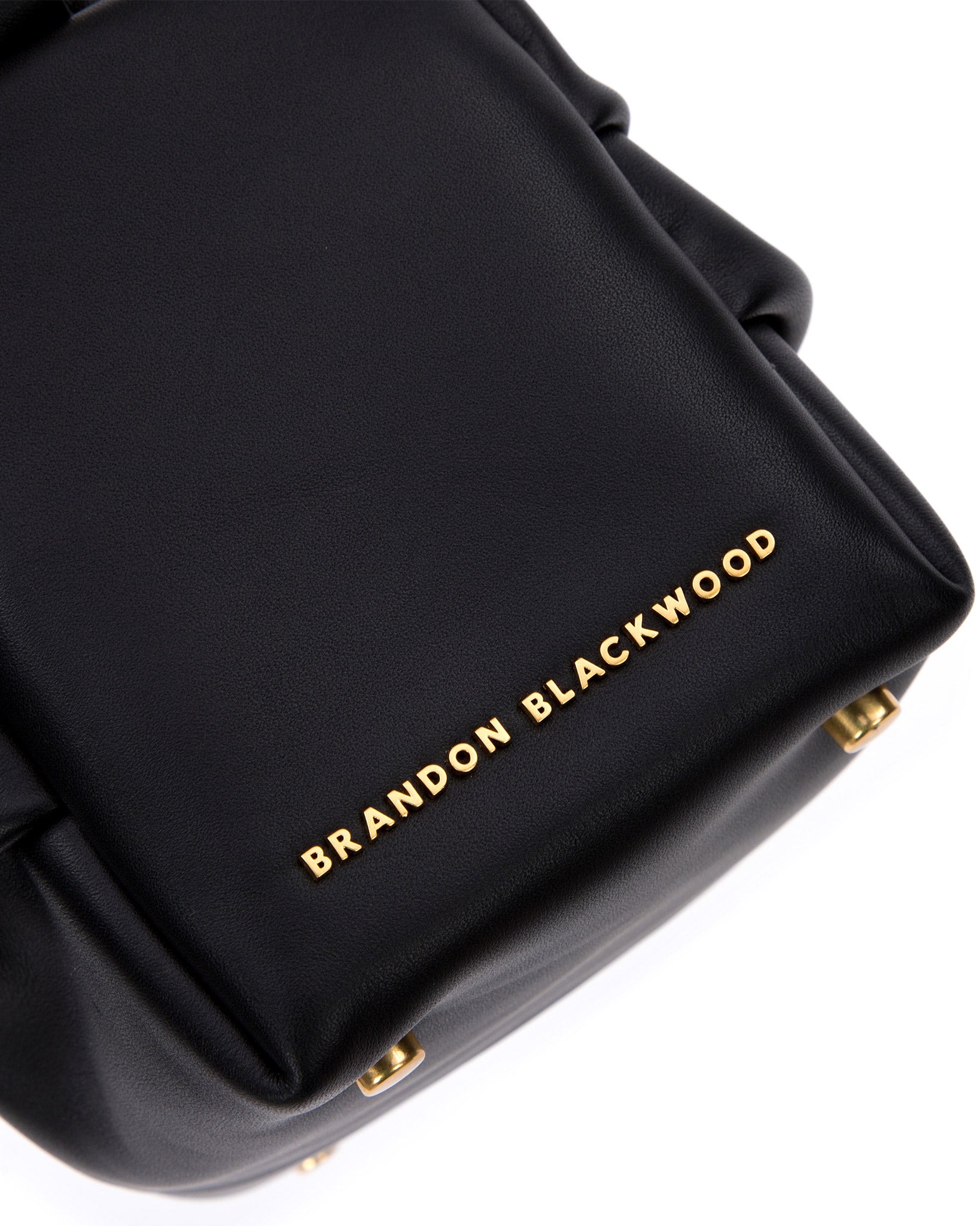 Brandon Blackwood New York - Valentina Shoulder Bag - Black Smooth Leather w/ Brass Hardware
