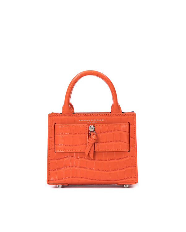 Orange Croc Embossed Leather