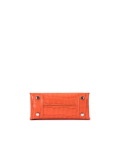 Bottom of Kuei Bag in orange croc embossed leather four metal feet thumbnail 6