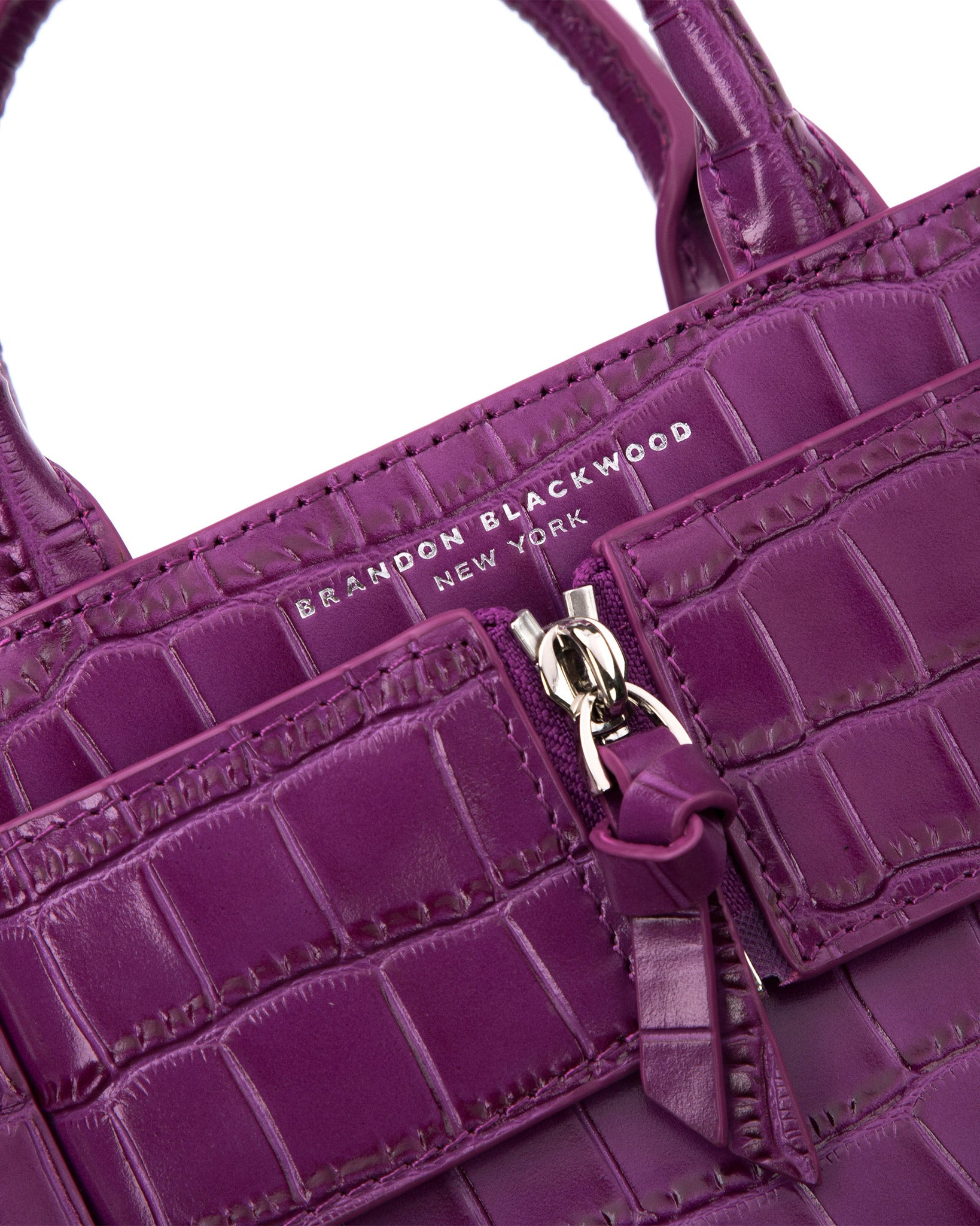 Brandon Blackwood New York - Kuei Bag - Purple Croc Embossed Leather