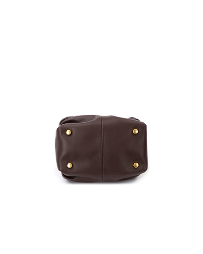 Bottom of Mini Valentina with dark brown leather four metal feet thumbnail 5