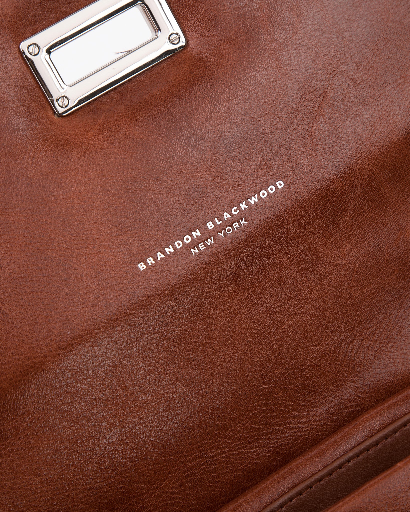 Brandon Blackwood New York - Lisa Shoulder Bag - Brown Cracked Leather w/ Silver Hardware