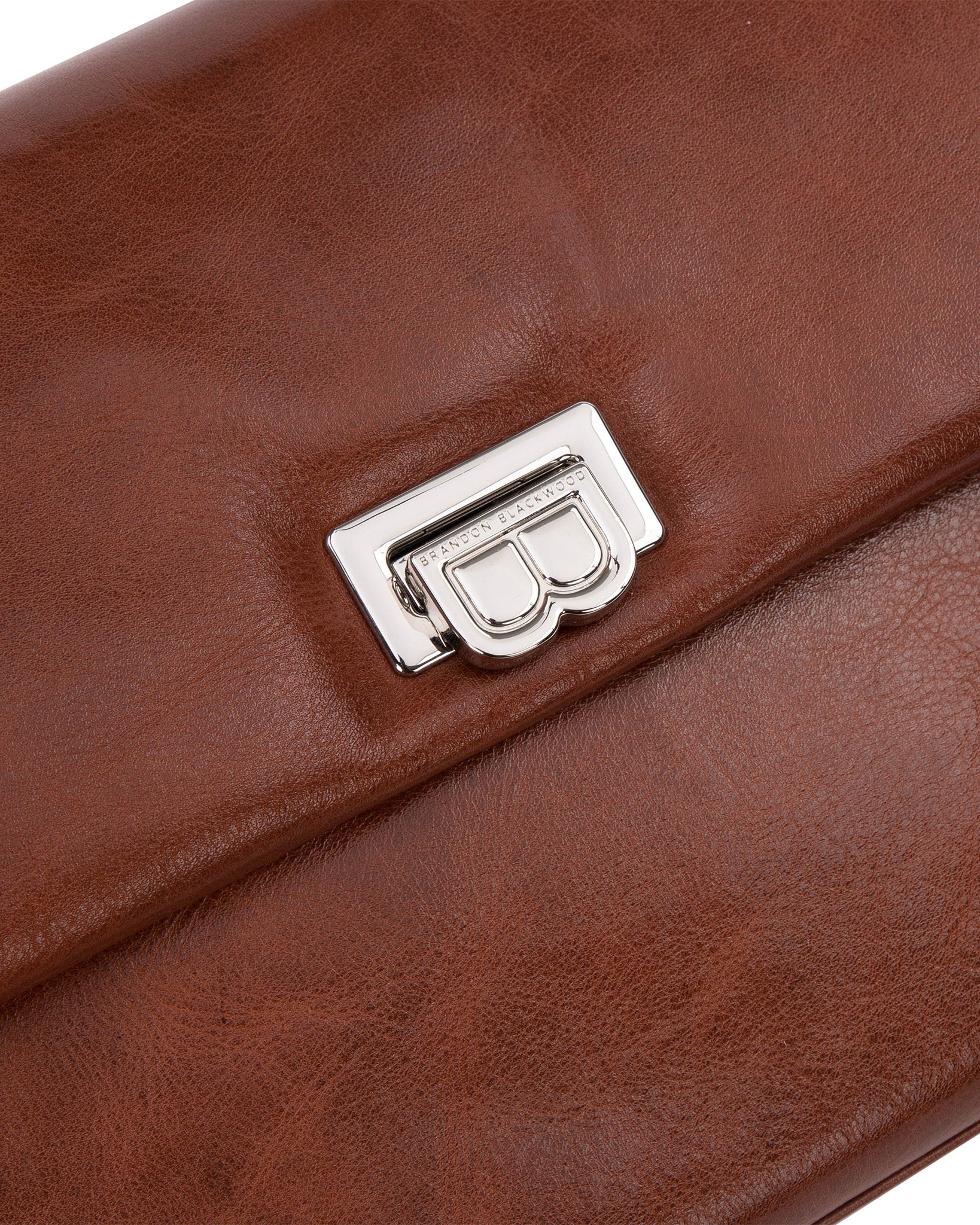Brandon Blackwood New York - Lisa Shoulder Bag - Brown Cracked Leather w/ Silver Hardware