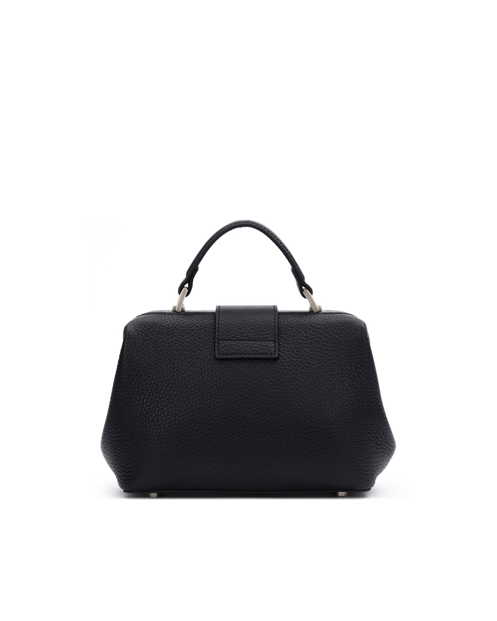 Back of Elizabeth Doctor Bag in black leather with leather handle