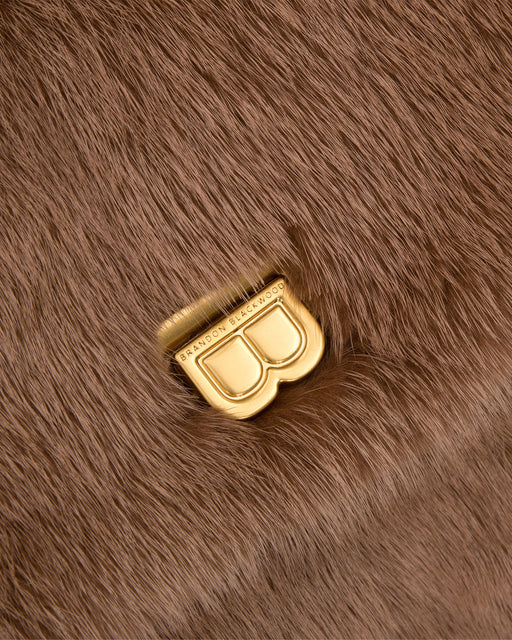 Angled close up of Lisa Shoulder Bag in light brown mink