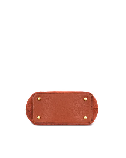 Bottom of Elizabeth Doctor Bag in rust croc suede four metal feet thumbnail 6