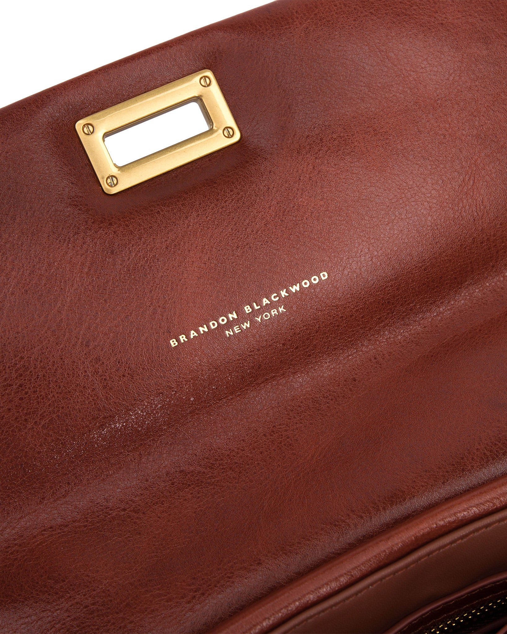 Brandon Blackwood New York - Lisa Shoulder Bag - Brown Cracked Leather w/ Brass Hardware