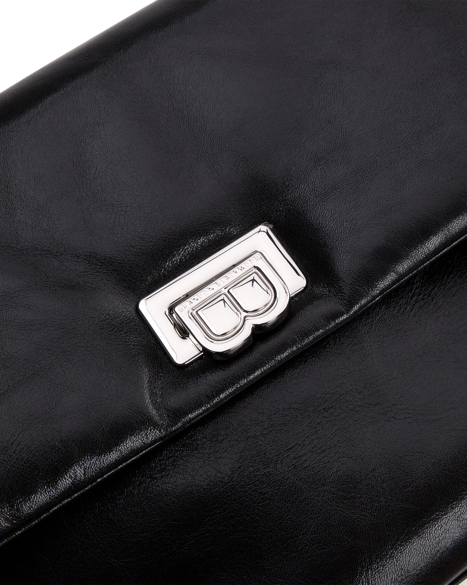Brandon Blackwood New York - Lisa Shoulder Bag - Black Cracked Leather w/ Silver Hardware