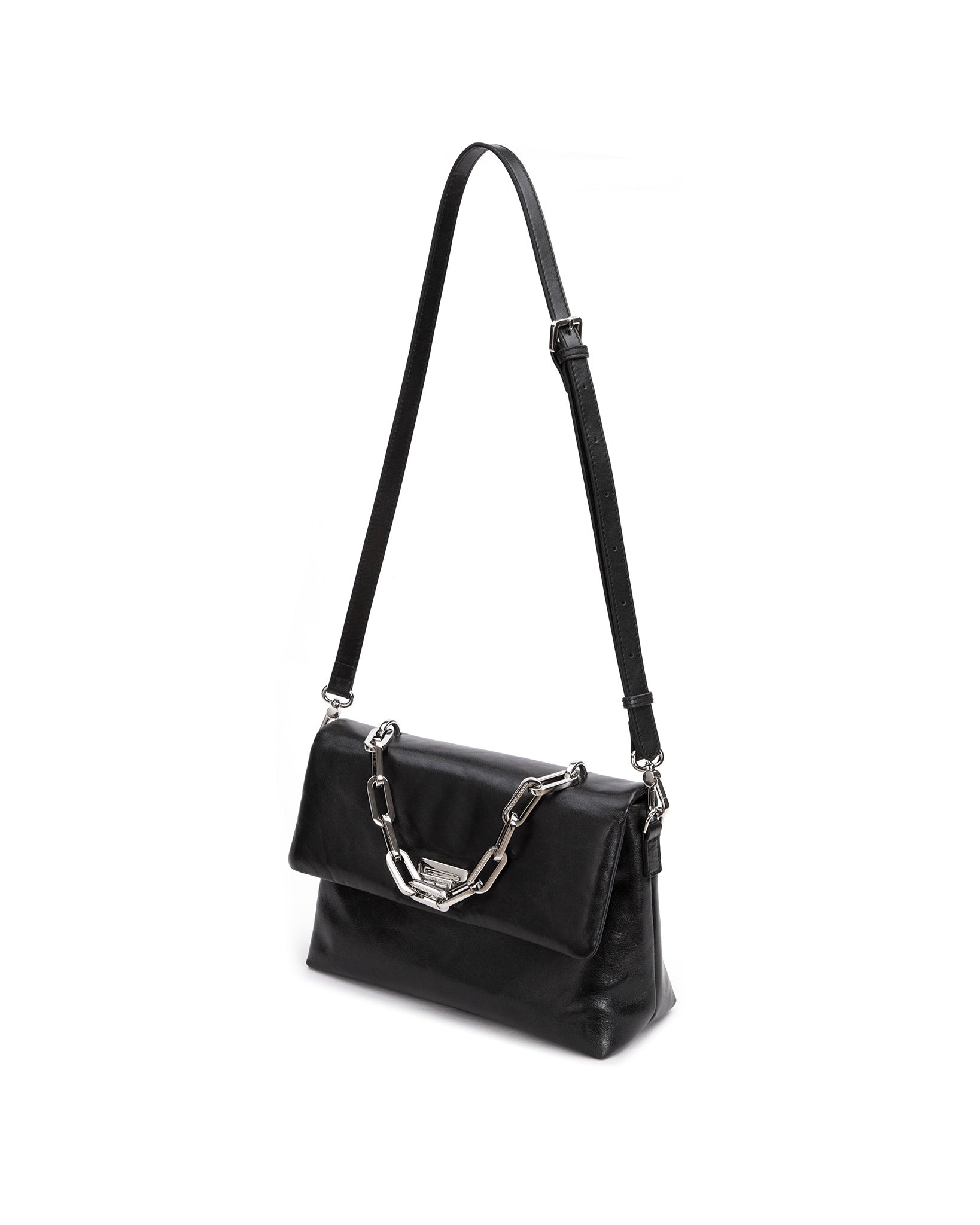 Black Handbag With Silver Hardware
