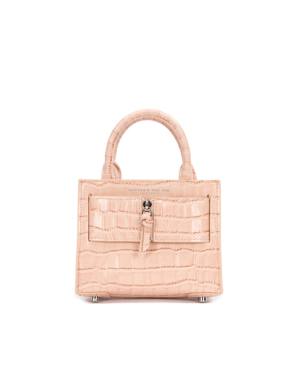 Cream Croc Embossed Leather