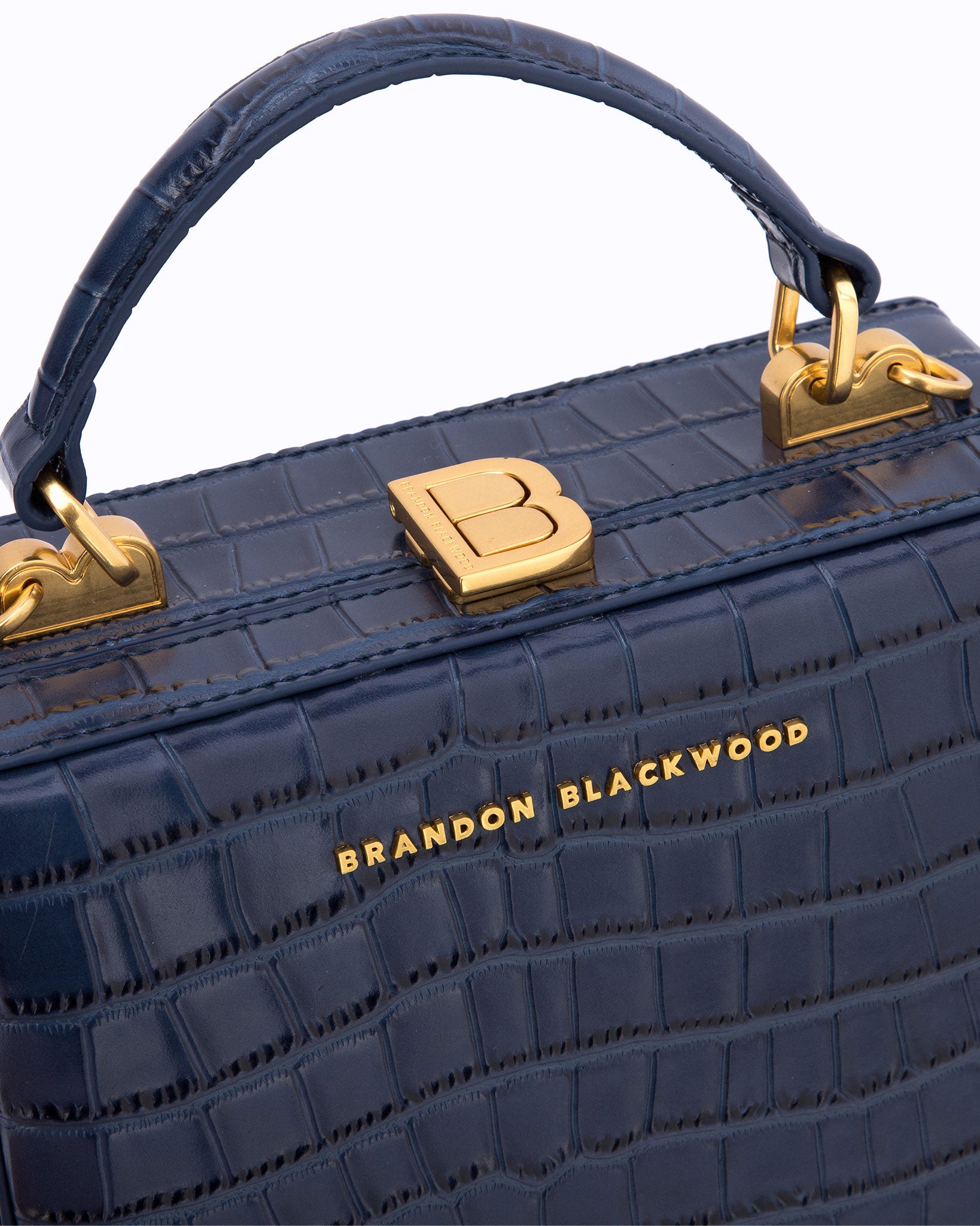 Brandon Blackwood New York - Kendrick Trunk - Navy Blue Croc Embossed Leather