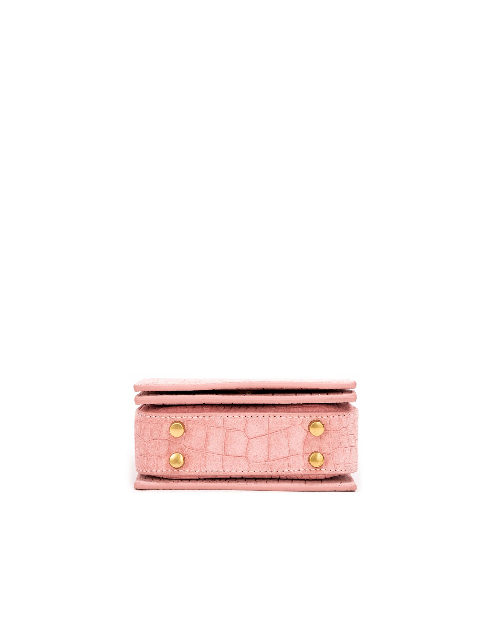 Brandon Blackwood New York - Mini Sophia Bag - Pink Croc Embossed Suede w/ Gold Hardware