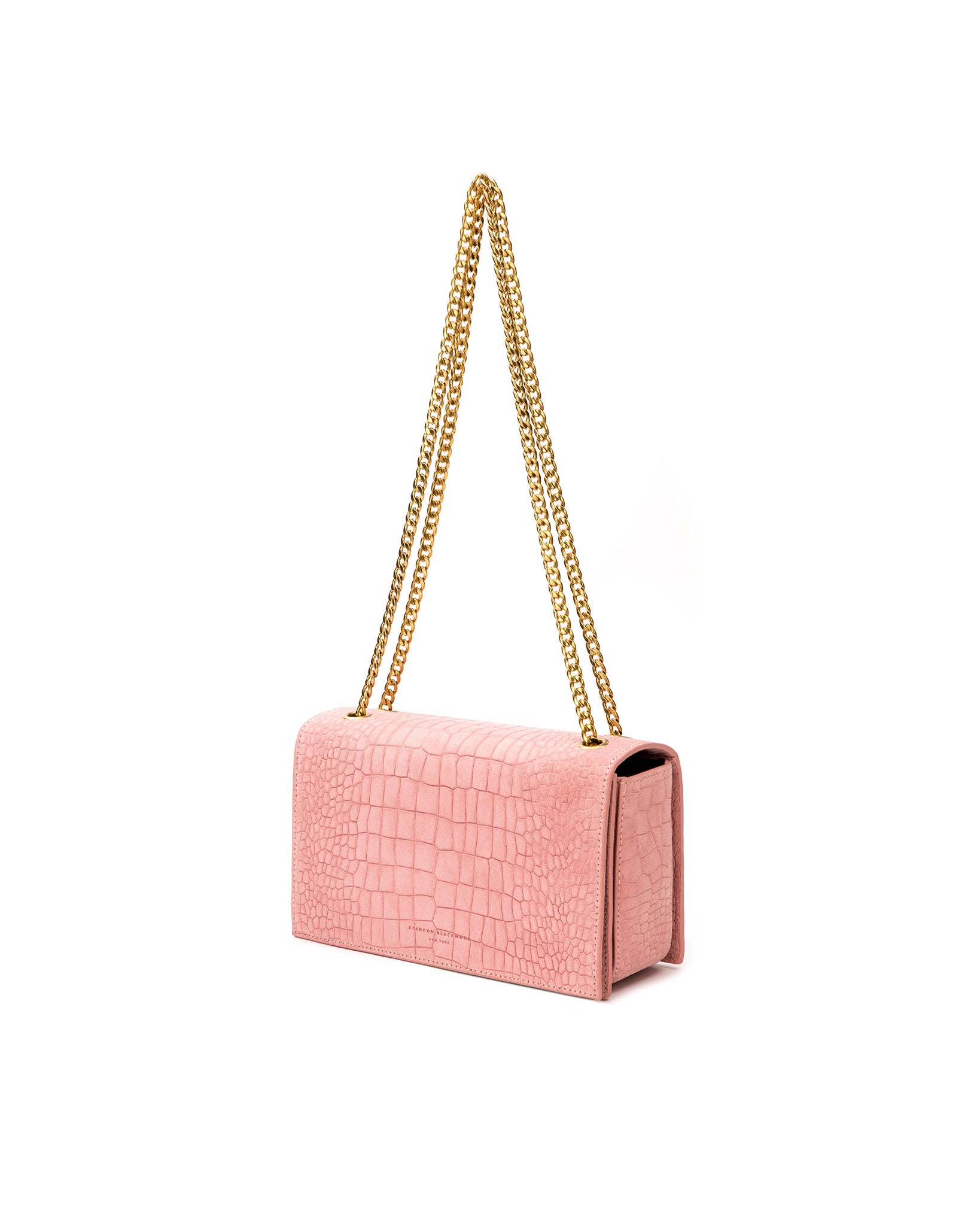 Brandon Blackwood New York - Standard Sophia Bag - Pink Croc Embossed w/ Gold Hardware