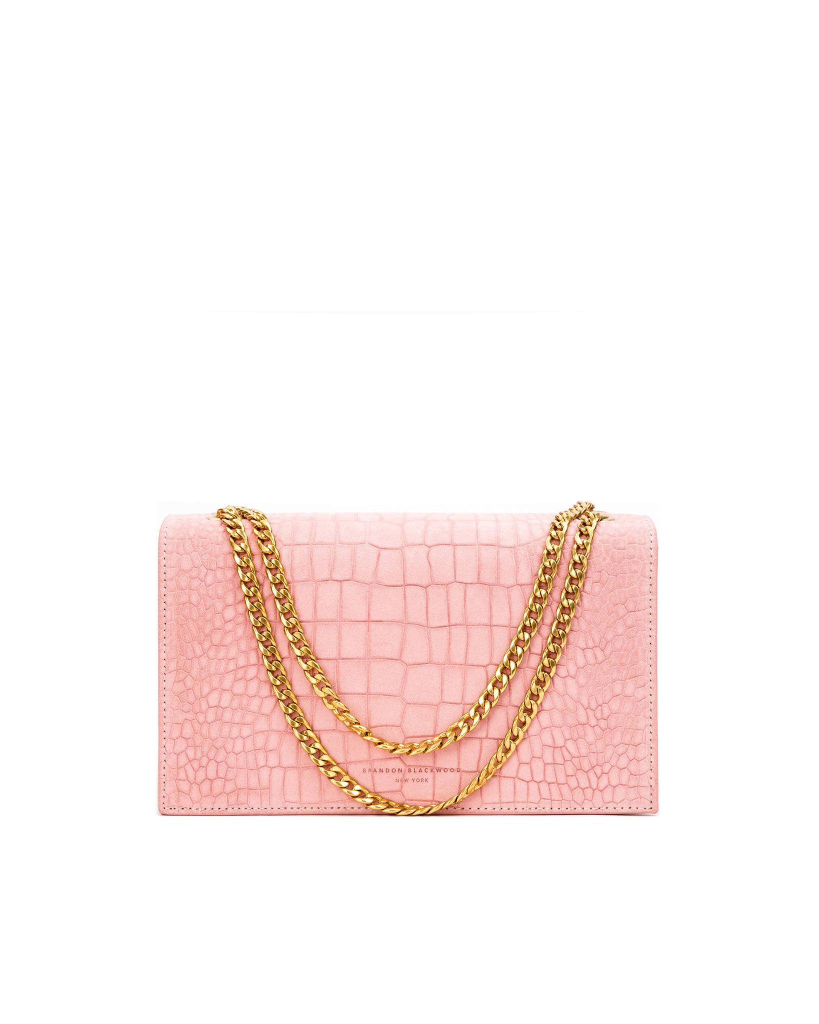 Brandon Blackwood New York - Standard Sophia Bag - Pink Croc Embossed w/ Gold Hardware