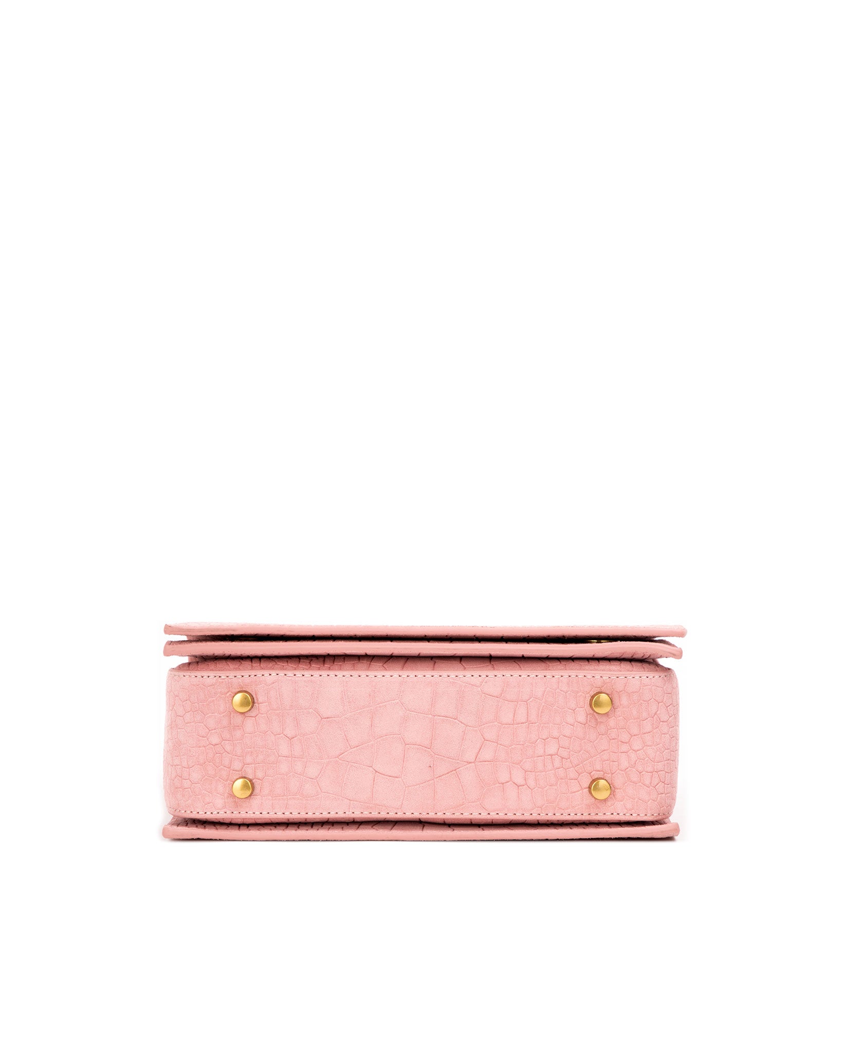 Brandon Blackwood New York - Standard Sophia Bag - Pink Croc Embossed w/ Gold Hardware