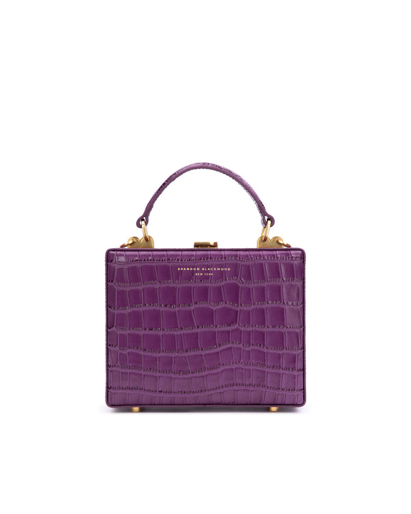 Purple Croc Embossed Leather